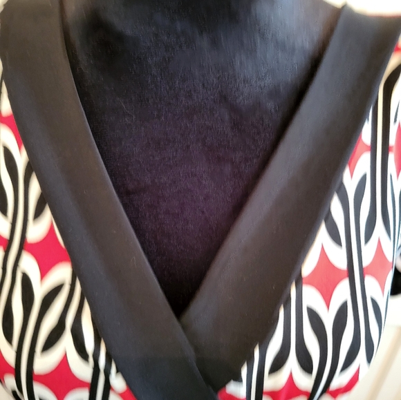 Y2k Red and Black Geometric Print Babydoll Dress sz L Summer Graduation Wedding - Picture 4 of 7